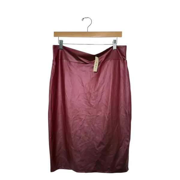 Simlu 2XL Burgundy Faux Leather‎ Pencil Skirt Mob Wife Office Siren Biker Core - Image 2