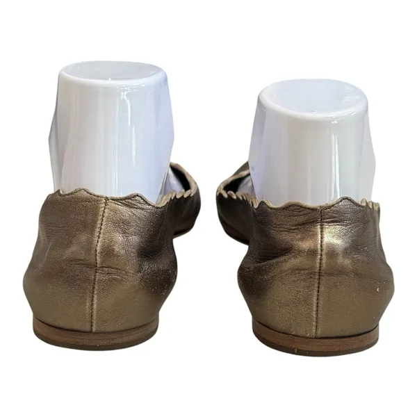Chloe Lauren Scalloped Ballet Flats Bronze Leather Classic‎ Luxury EU 40 US 9.5 - Image 9
