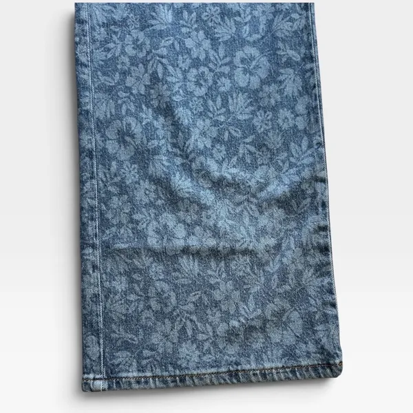 Good American Good Waist Palazzo Crop Floral Denim Wide Leg Jeans Blue 10/30 - Image 10