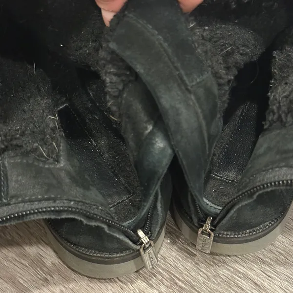 Aquatalia Paloma Black Suede Shearling Lined Snow Boots Italy‎ Apres Ski Sz 11 - Image 9