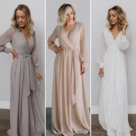 BalticBorn Lydiah Long Sleeve Chiffon Maxi Blush Pink - Image 7