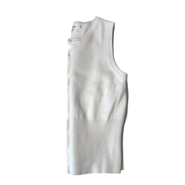 No Comment White Ivory Button Up Sleeveless Sweater Women's Size Medium - Image 4