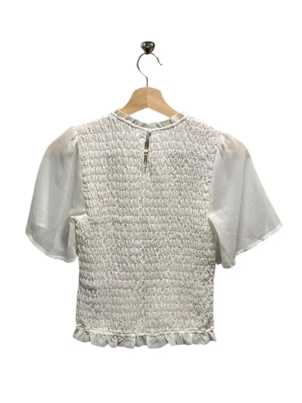 Abercrombie & Fitch Smocked Bodice Sheer Flutter Sleeve Blouse White Size XS - Image 10