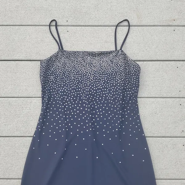 Y2K City Triangles Sparkle Spaghetti Strap Dress | Blue Spaghetti Strap Dress - Image 7