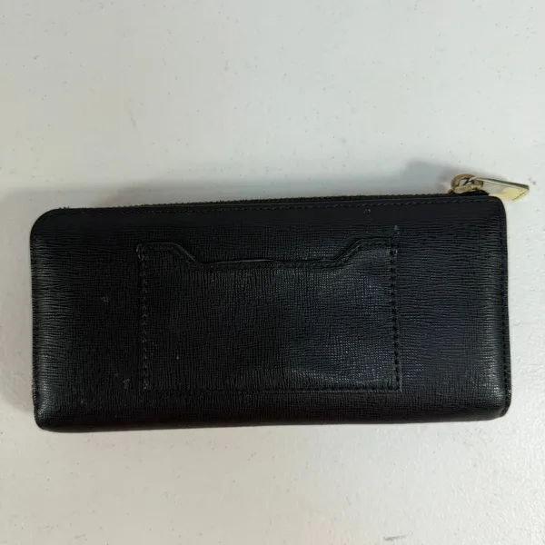 Coach Wallet Saffiano Accordion Black‎ Zip Crossgrain Leather Gold Tone Hardware - Image 5