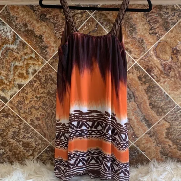 Wishes Wishes Wishes Y2K Ombre Aztec Print Braided Halter Sundress Small - Image 4