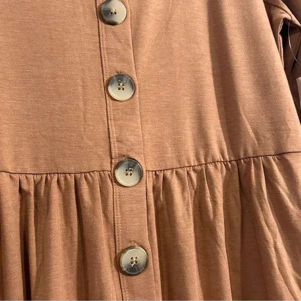 Zenana Babydoll Cardigan Dress Brown Long Sleeve Soft Stretchy 2X NWT Plus - Image 3