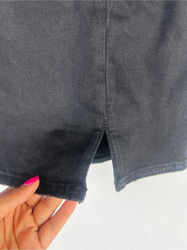 American Eagle High-Rise Black Denim Mini Skort Size 0 25W NWT - Image 3