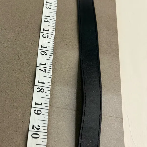 Belt Shiny Classic Black/Dark Blue Leather Belt with Metal Buckle - Image 4