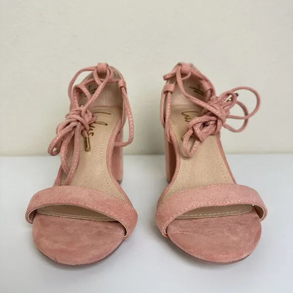 Lulu's‎ Kaira Peach Suede Lace-Up Heels Casual Formal Prom Barbie Womens Size 6 - Image 5