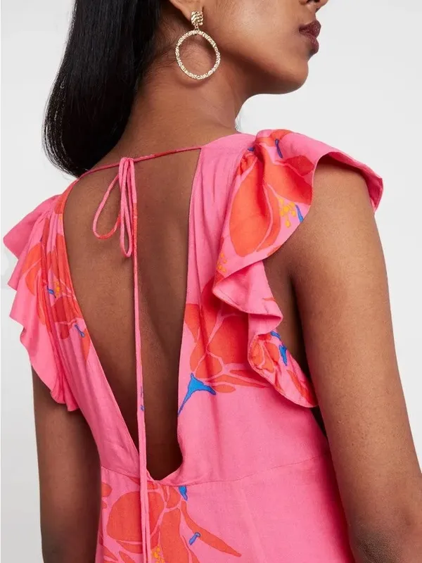 Free People She's a Waterfall Ruffled Maxi Dress - Hibiscus - Image 6