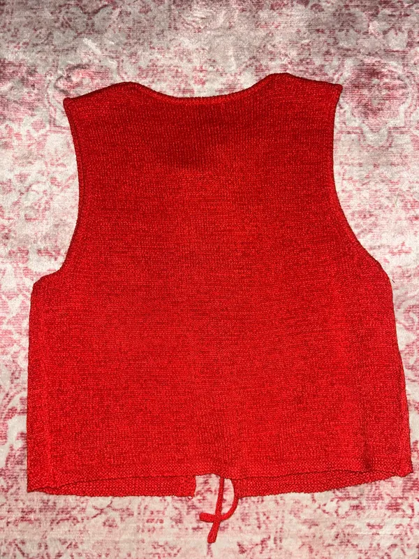 Tie front knit top Red Size L - Image 3