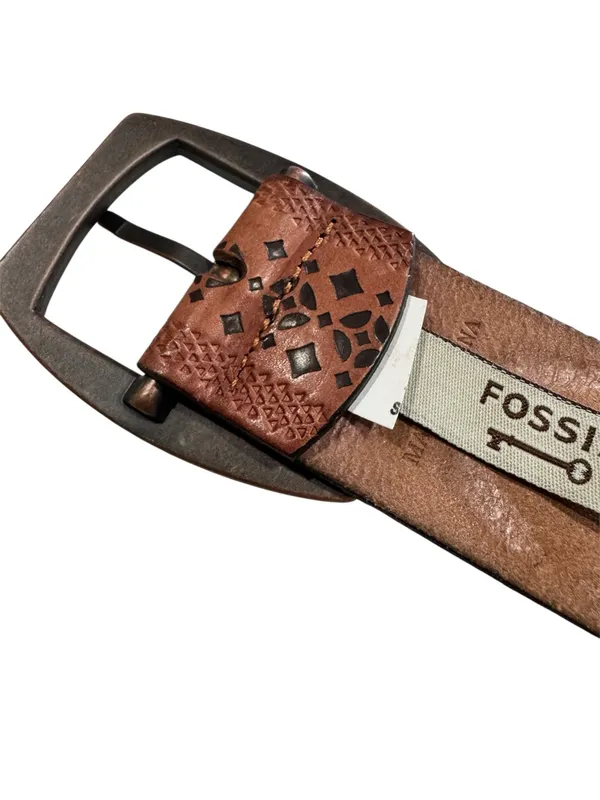 Fossil Brown Leather Laser Cut Out Belt Medium BT3959231 - Image 7