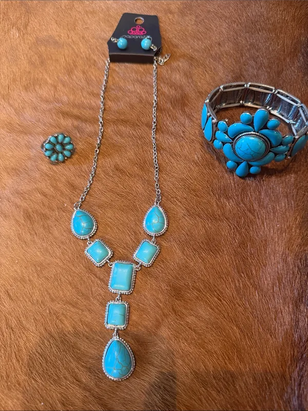 NWT Southwestern Turquoise Jewelry Set: Y-Necklace, Ring, Bracelet & Earring set - Image 2