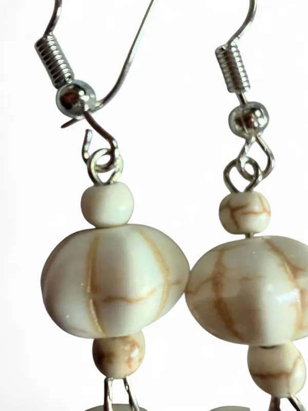 Handmade Off-White Skull Howlite Style Earrings 💀 - Image 5