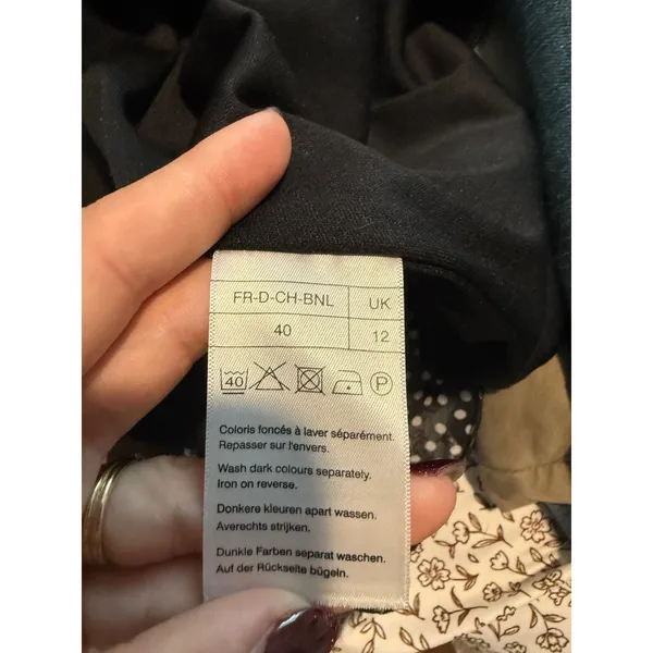 Damart Polka Dot Handkerchief Hem Midi Skirt Black White Chiffon Lined UK 12 - Image 5
