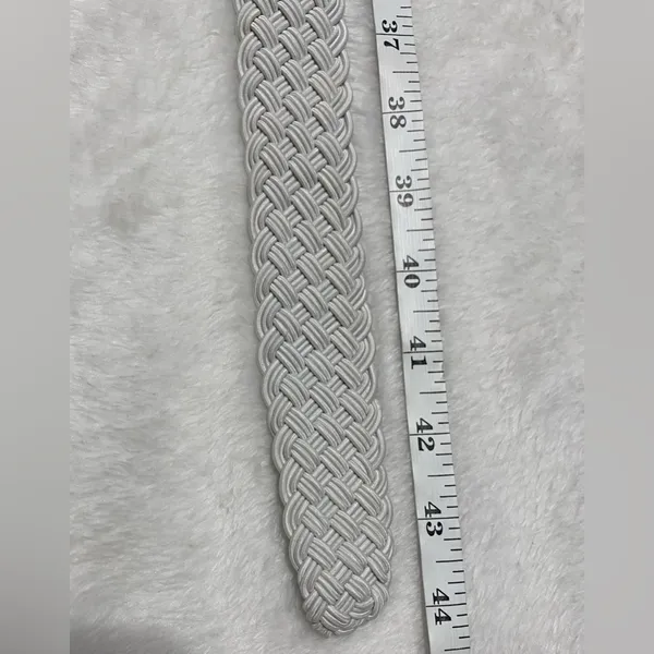 Ralph Lauren White Braided Cord Belt Silver Buckle Trim Size 44 inches - Image 10