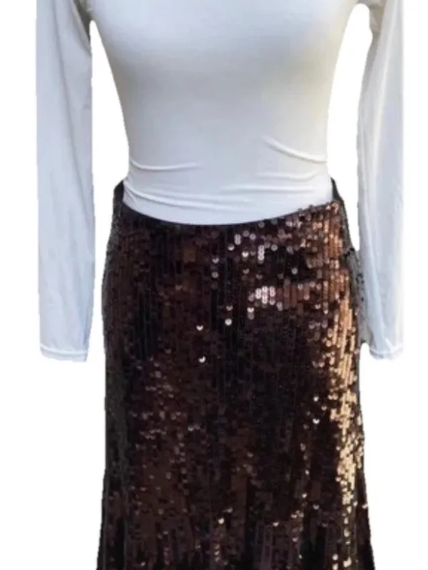 Citrine Sequin Pencil Skirt in Bronze Size Small - Image 2