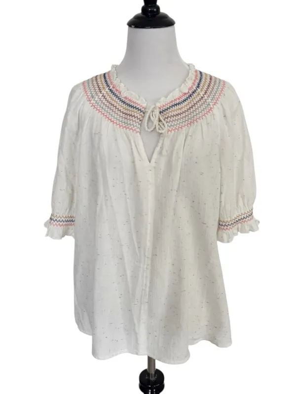 Madewell Smocked Short Sleeved Peasant Top Size Medium - Image 3