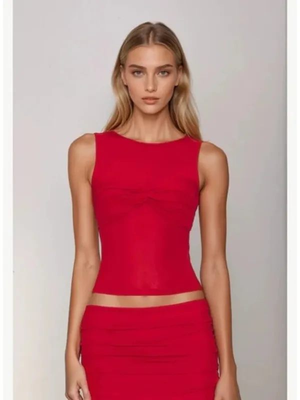 Runaway The Label Meila Top in Cherry Medium Womens Sleeveless Tank - Image 9