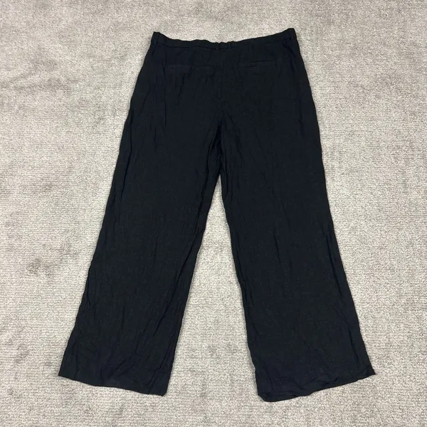 Abercrombie & Fitch Pants Womens 16 Long 33 Linen Blend Wide Leg Trousers Black - Image 5