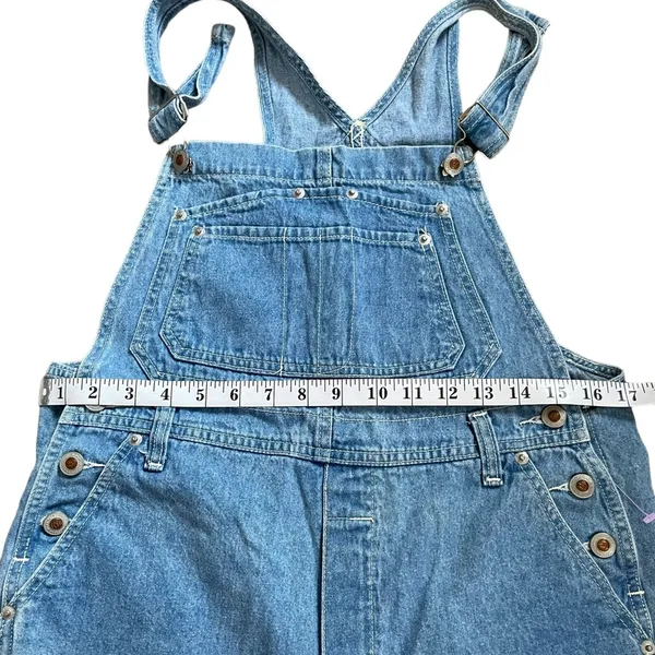 Vintage E.N.U.F Blue Denim Jeans Cargo Short Overalls Women’s Size Medium - Image 4