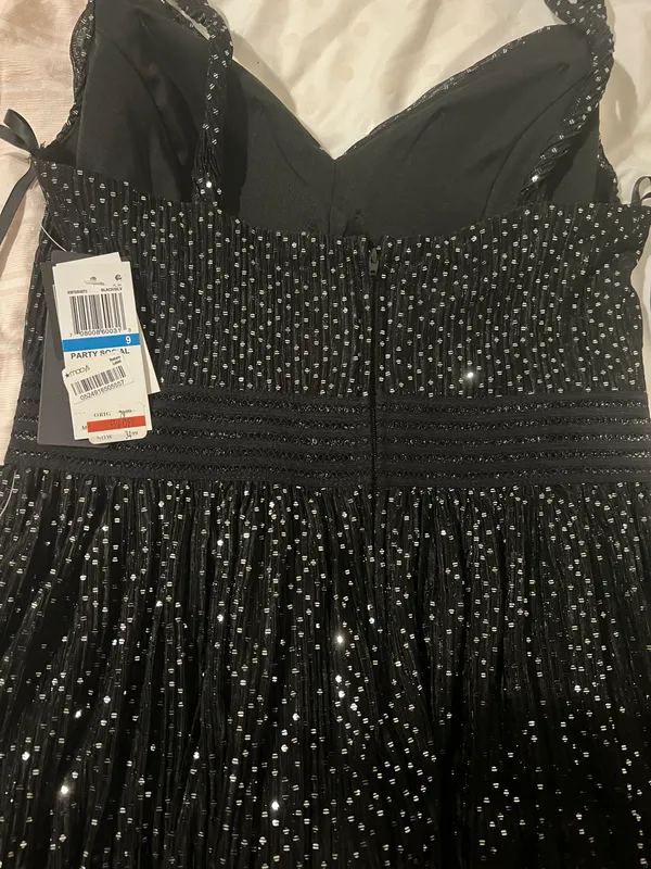 Macys Black Sequin Dress - Image 3