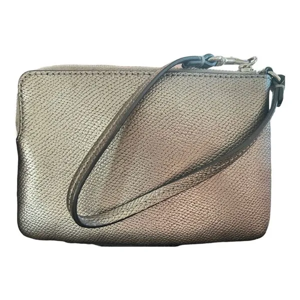 Womens Coach Turn Lock Gunmetal Wristlet Small Handbag Clutch - Image 3