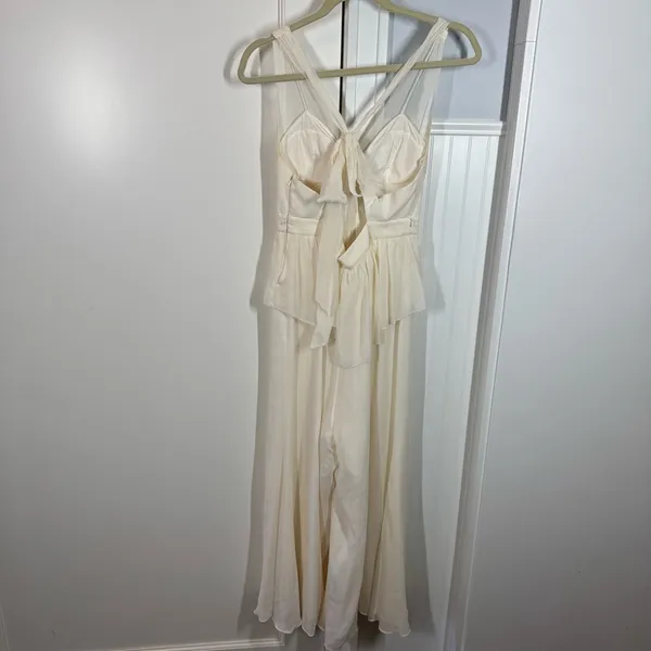 Anthropologie BHLDN Hitherto 100% silk bridal ivory jumpsuit flowy beach coastal - Image 7