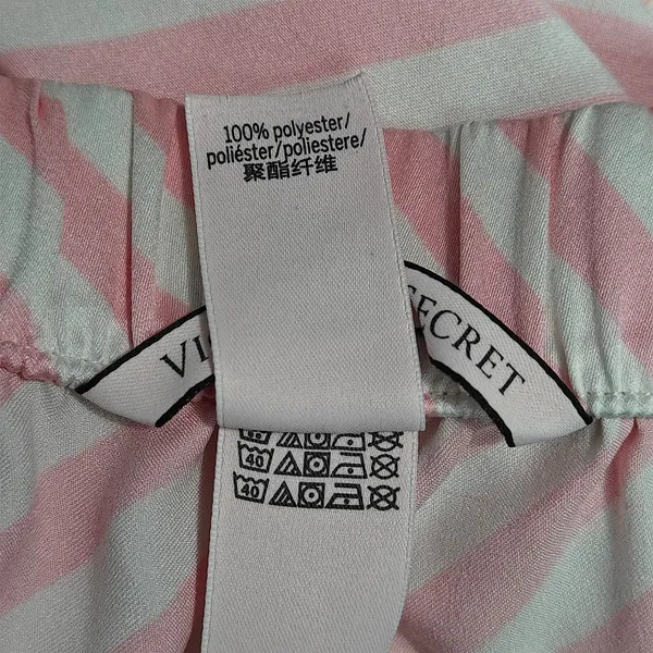 Victoria's Secret Silky Satin Lounge Pink White Stripe Pajama Pant Large - Image 3