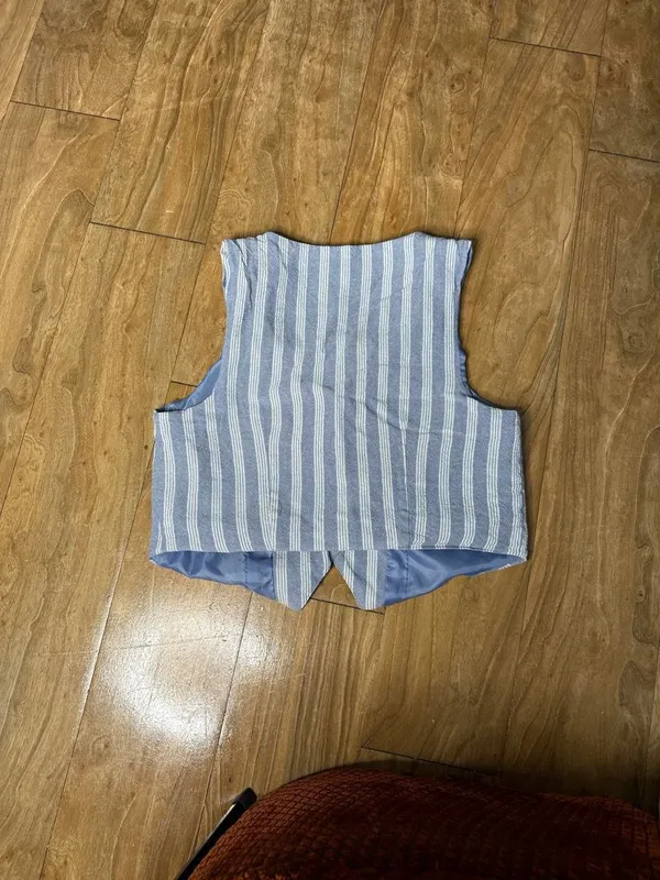 Hippie Rose Blue and White Striped Vest - Image 2