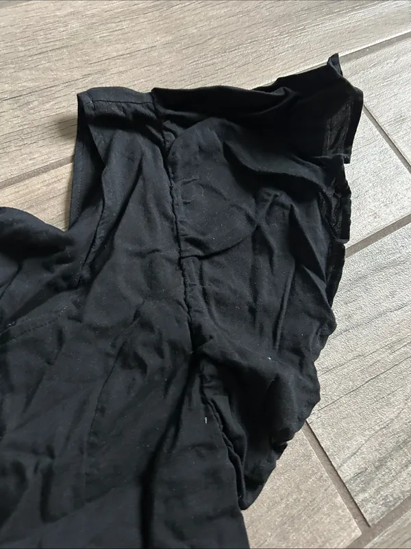 Cotton On Black Ruffle-Sleeve Button Crop Top - Image 4