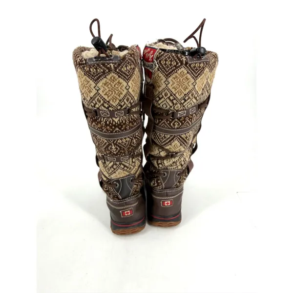Pajar Winter Boots Women 7.5 Brown Fair Isle Apres Ski Duck Boots - Image 10