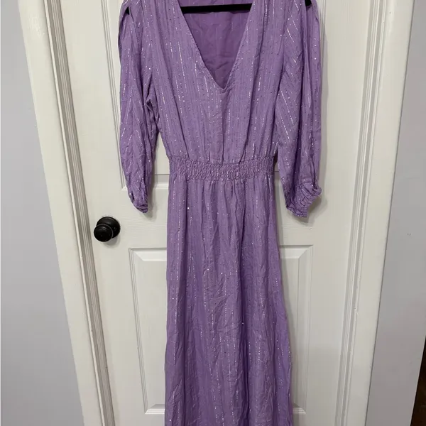 SUNDRESS Laura‎ Maxi Dress in lavender purple with stripe sequin detail XS/S - Image 2