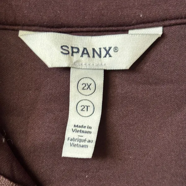 Spanx Air Essentials Long Sleeve Wide Leg Jumpsuit Sz 2x Truffle Brown Front Zip - Image 5