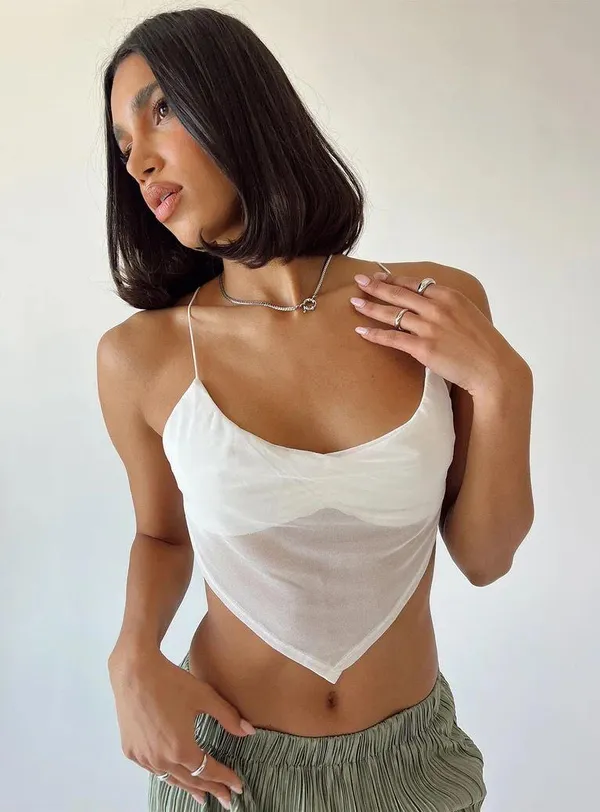 Princess Polly White Backless Tie Top - Image 2