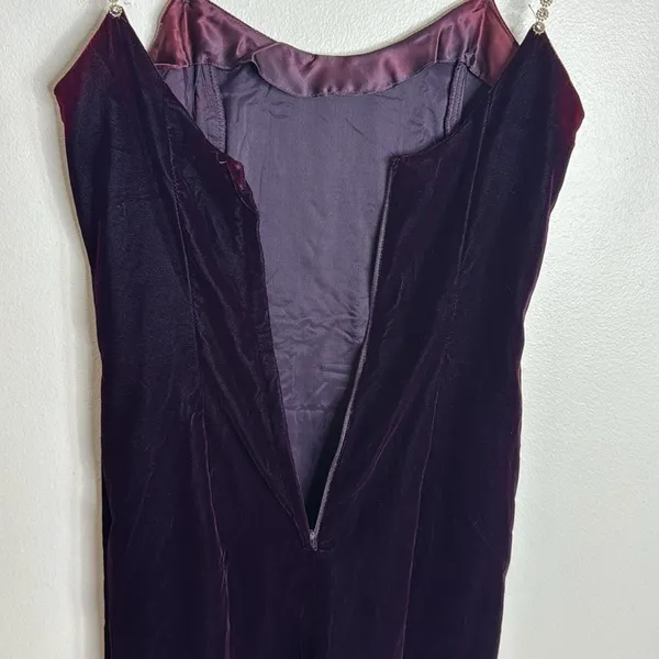 Vtg‎ Jessica McClintock ladies velvet purple dress beaded straps size 7/8 90s - Image 11