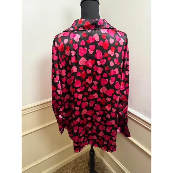 Frederick’s of Hollywood Valentine’s Day Satin Heart Pajama Top Romantic PJ - Image 6