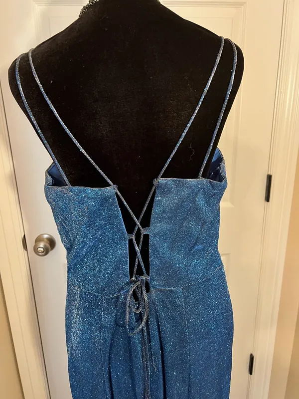 Vintage glitter blue formal evening dress - Image 5