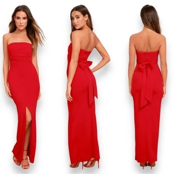 Lulu's Own the Night Red Strapless Maxi Dress Size Small NWT‎ - Image 2