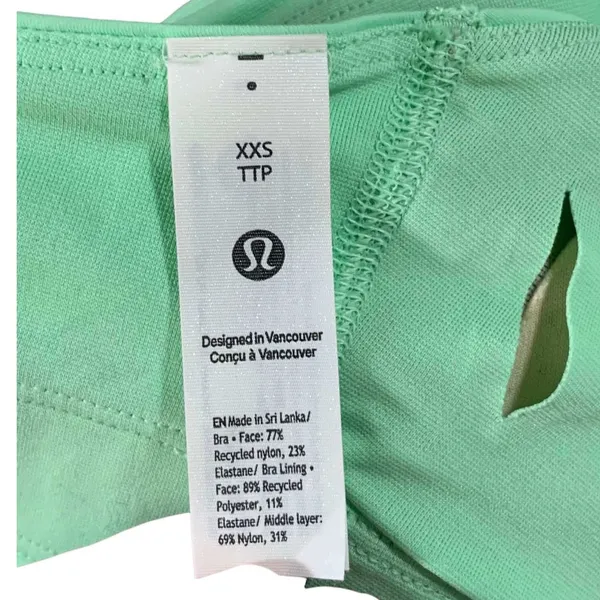 Lululemon Energy Longline Bra Women XXS Citra Lime Strappy Back LW2EHUS Bra - Image 2