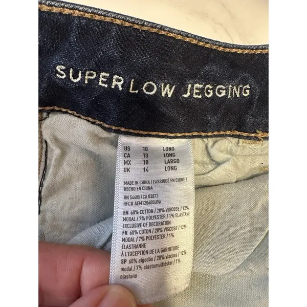 American Eagle Jegging Jeans Women’s 10 Tall Blue Super Stretch Denim Super Low - Image 3
