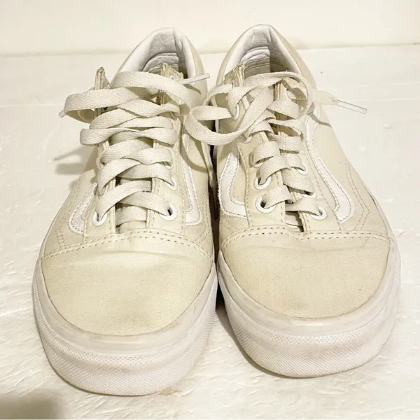 Vans Classic Canvas Skating Shoes Mens 5 Womens 6.5 Triple White Low Top Sneaker - Image 3