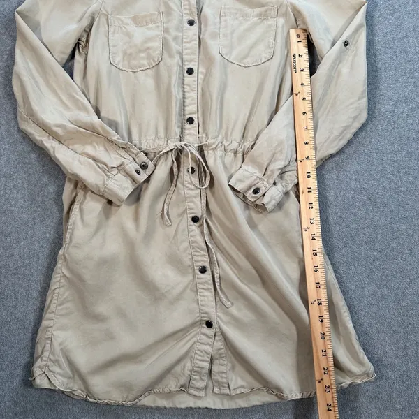 Dear John Shirt Dress Women's X-Small Beige Long Sleeve Collared Mini Utility - Image 5