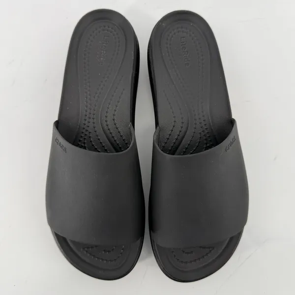 Crocs Brooklyn Slide Low Wedge Sandal Black Women 8 Platform Y2K Slip On Chunky - Image 3