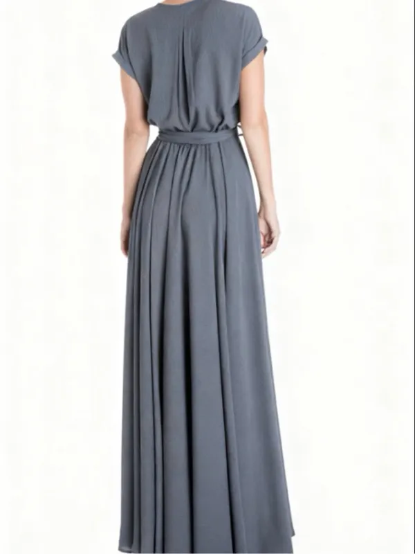 MEGHAN Los Angeles Jasmine Maxi Dress NWT Women’s Sz XL Gray Wrap 👽🧡 - Image 4