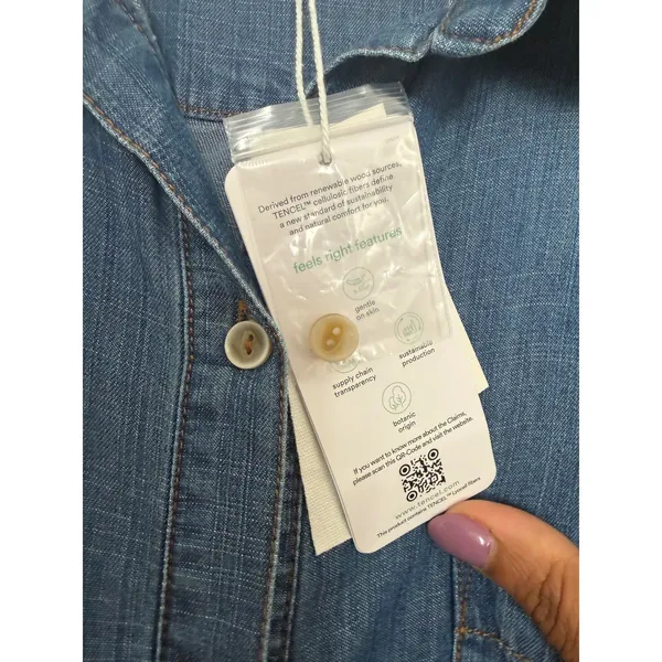 Workshop Woman Tencel Denim Shirt Dress Blue Frayed Hem Plus Size 2X NWT - Image 8