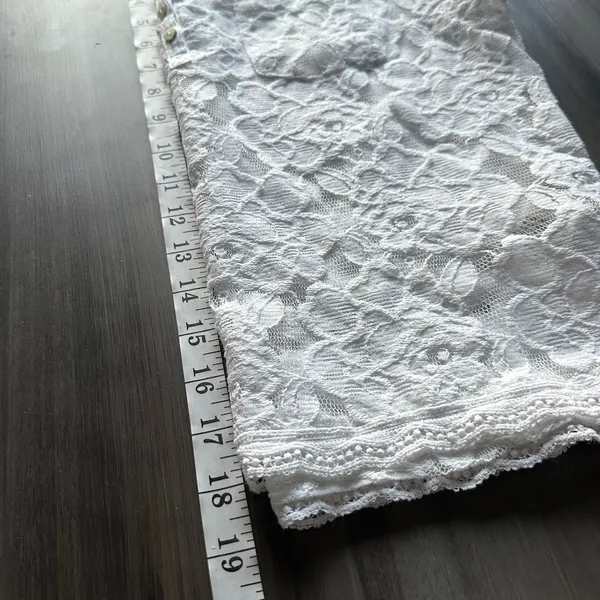 Abercrombie & Fitch Y2K Womens Lace Sheer Top Short Sleeve White Size Small - Image 10