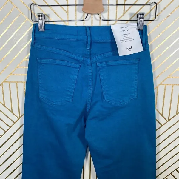 3x1 W4 Shelter Jeans Pant Wide-Leg‎ Crop Overdyed Vintage Denim Blue Size 25 - Image 8