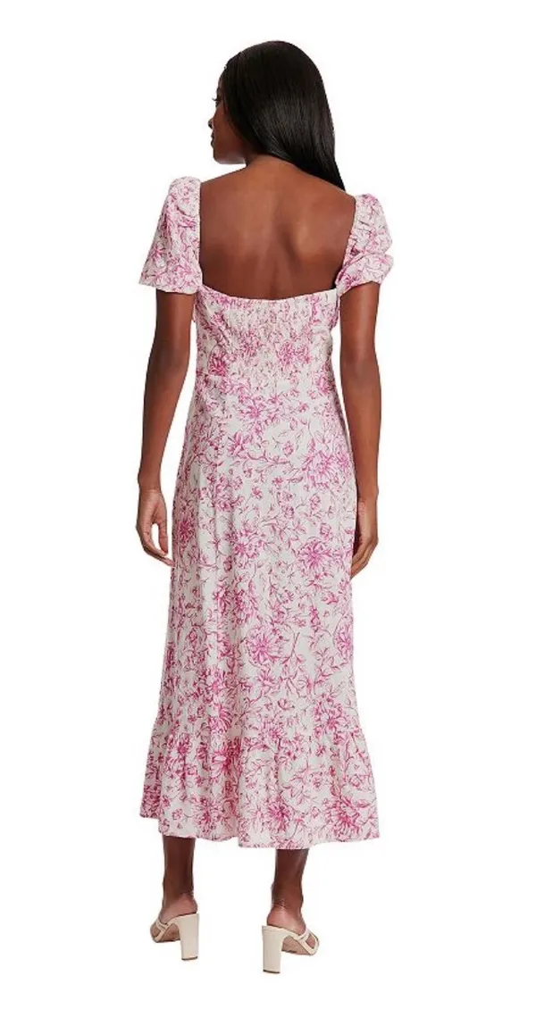 London Times Floral Pink Midi Dress - Image 3